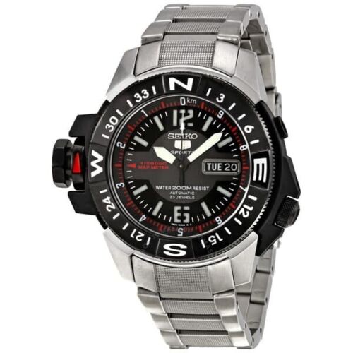 Pre-owned Seiko 5 Sports Skz229k1 Automatic Men Watch Steel Map Meter Compass Field Date
