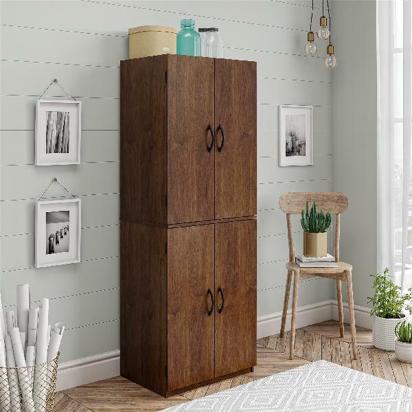 Kitchen Pantry Storage Cabinet Cupboard Organizer Wood Tall Shelves White Black