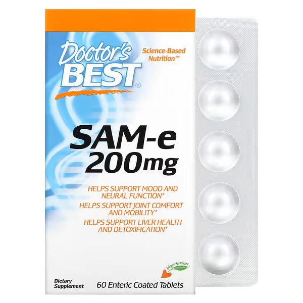 Doctor's Best SAM-e 200mg Double-Strength 60 tablets | Mood and Cognitive Health