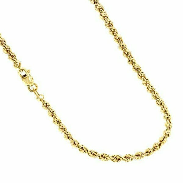 Pre-owned Ndg 10k Real Yellow Gold 3mm Diamond Cut Rope Chain Necklace Lobster Clasp 16 - 32