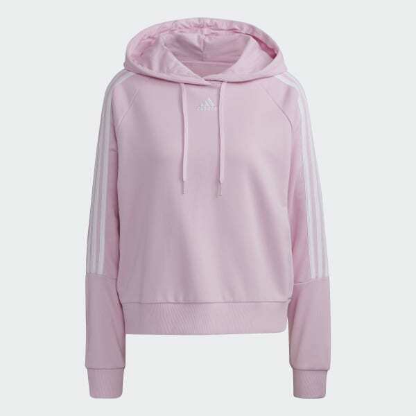 

Укороченная худи свободного покроя ADIDAS Essentials с 3 полосками, прозрачный розовый, белый,  8/10