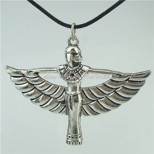 egyptian pharaonic winged isis pendant 16" collar
