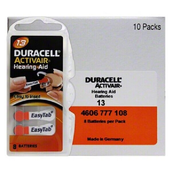 Duracell Activair Mercury Free Hearing Aid Batteries Size 13 (40-160). Exp-2026