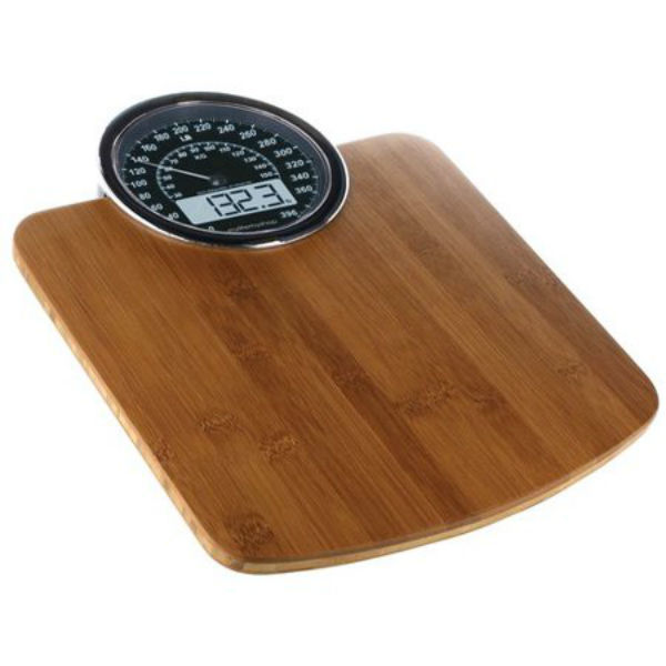 Wood Bathroom Scale Analog and Digital Display 396 lb Cap. Health Weight Loss