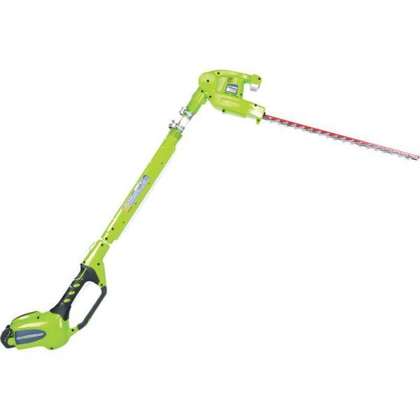 Electric Cordless Hedge Trimmer Greenwork Extended Reach Outdoor Power Equipment