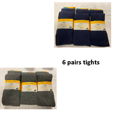 Kids Girls M&S Thermal School Tights Navy Or Grey 3 PACKS OF 2 RRP £29.97