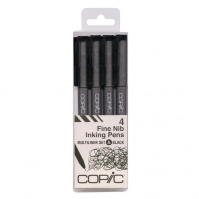 Too Copic Fine Nib Inking Pens Multiliner set A / Black / 4 size set 