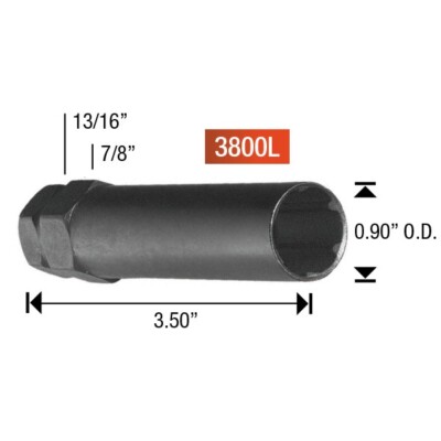 1 X BLACK 7 SIDED SPLINE SECURITY LOCKING SOCKET KEY FOR *LARGE  LUGNUT LUGNUTS