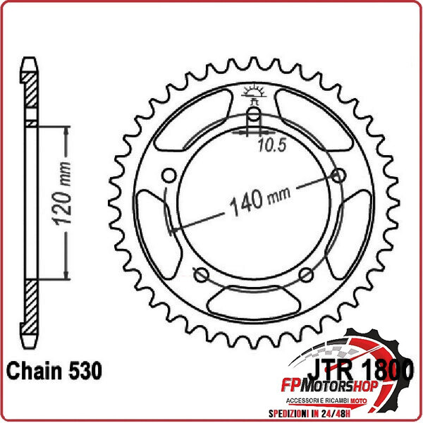 CORONA PER TRASMISSIONE MOTO JT 1800 Z41 JTR1800.41 41 DENTI ACCIAIO PASSO 530