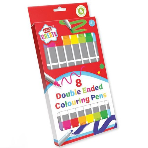 KIDS CREATE DOUBLE-ENDED COLOURING PENS 8 PACK