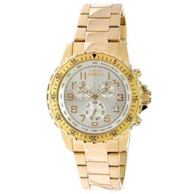 Invicta Men's Watch Specialty Chrono Yellow Gold Bracelet Silver Tone Dial 11369