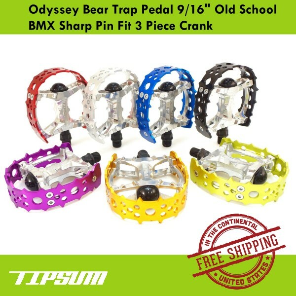 Tipsum Odyssey Bear Trap Pedal 9/16" Old School BMX Sharp Pin Fit 3 Piece Crank