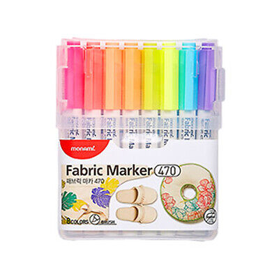 Monami Fabric Marker 470 Brush Nib pen - 8 Colors B Set  