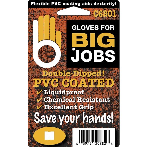 LFS Bellingham C6201 PVC Double Dipped Gloves Orange LARGE