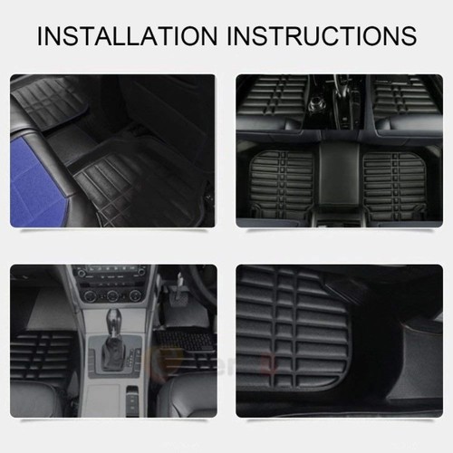 5x Car Floor Mats Front & Rear All Weather Interior Mat Carpet PU Leather Black 9