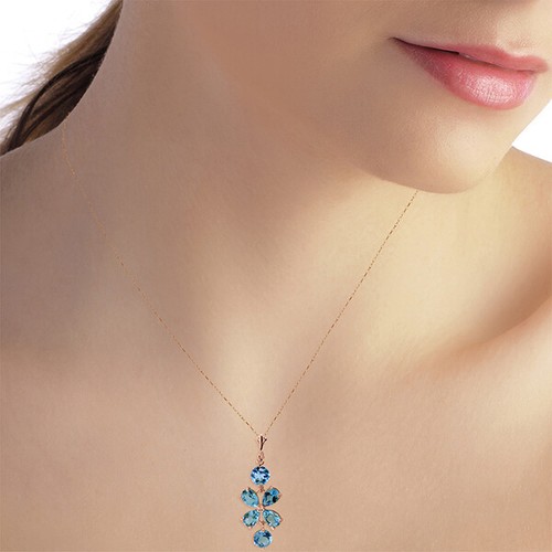 Pre-owned Galaxy Gold Products 3.15 Carat 14k Solid Rose Gold Passione Blue Topaz Necklace