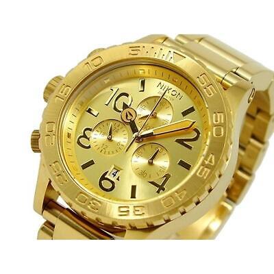 Pre-owned Nixon Watch 42-20 Chrono A037-502 All Gold A037502