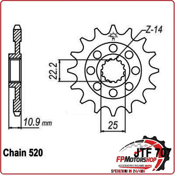PIGNONE TRASMISSIONE PER MOTO JT 707 Z15 JTF707.15 15 DENTI ACCIAIO PASSO 520