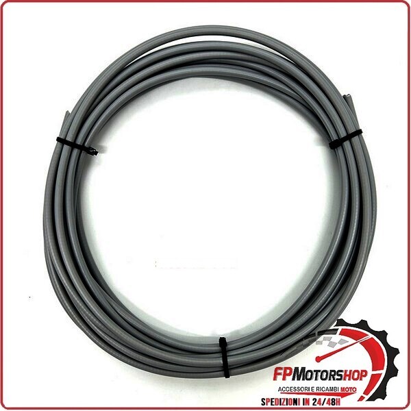 GUAINA PER CAVO FRENO CAMBIO FRIZIONE MOTO SCOOTER TRAFILATA 7mm GRIGIA 10MT