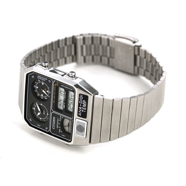 Pre-owned Citizen Collection Ana-digi Temp Jg2101-78e Analog Digital Silver Watch Unisex