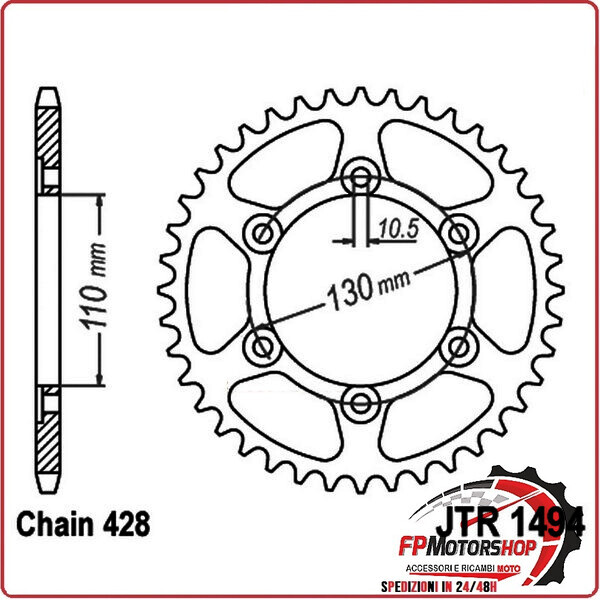 CORONA PER TRASMISSIONE MOTO JT 1494 Z56 JTR1494.56 56 DENTI ACCIAIO PASSO 428