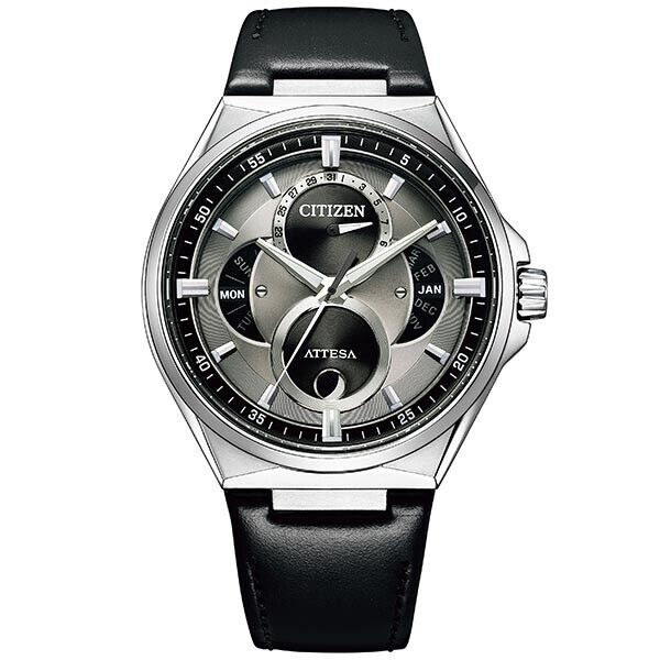 Pre-owned Citizen Attesa Eco-drive Bu0060-09h Titanium Solar Moon Phase Men Watch Gray