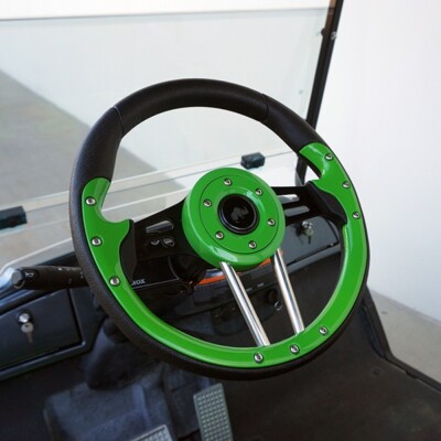 RHOX Steering Wheel, Aviator 4 Lime Green Grip/Black Spokes 13'' Diameter