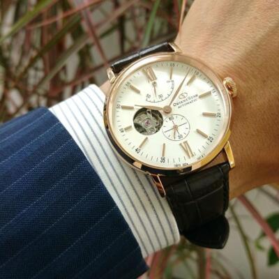 Pre-owned Orient Star Watch Men's Rk-av0001s Brown White Analog Round Face Semi Skeleton