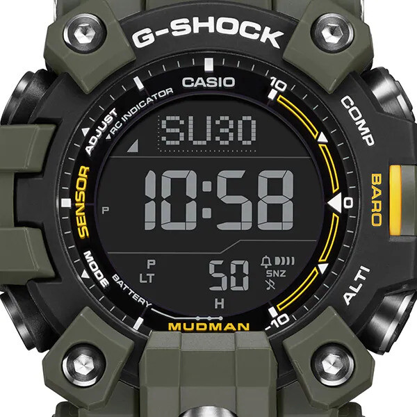 Pre-owned Casio G-shock Gw-9500-3jf Master Of Mudman Triple Sensor Khaki Men's Watch
