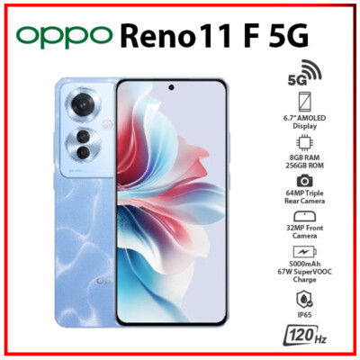 NEW OPPO Reno11 F 5G 8GB+256GB BLUE GLOBAL Ver. Dual SIM Android Cell Phone