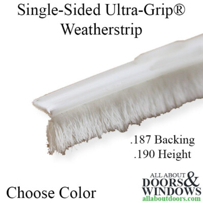 Weatherstrip, Flat Back Pile, .187 T-Backing x .190 Fuzzy Pile, Ultra-Grip - Wh