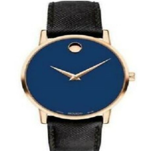 Pre-owned Movado Swiss Men's Museum Sport Stainless Steel Brown Strap Watch 0607316