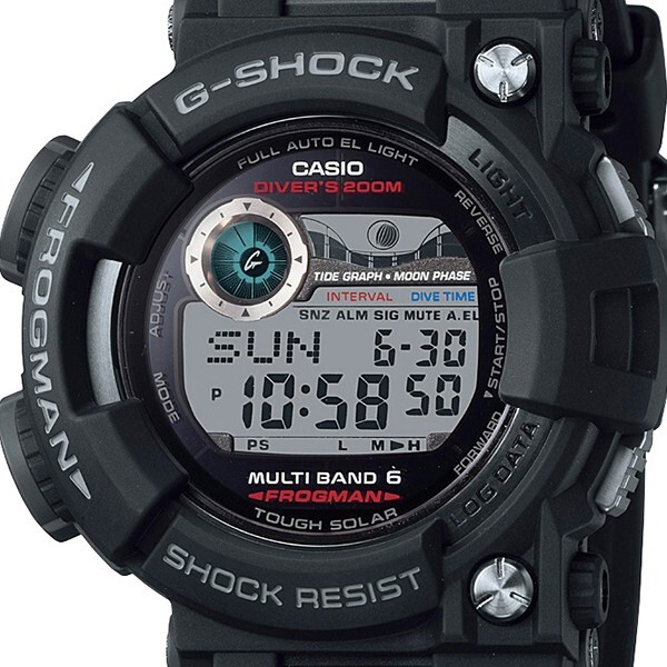 Pre-owned Casio G-shock Frogman Gwf-1000-1jf Black Red Multiband 6 Men's Watch In Box