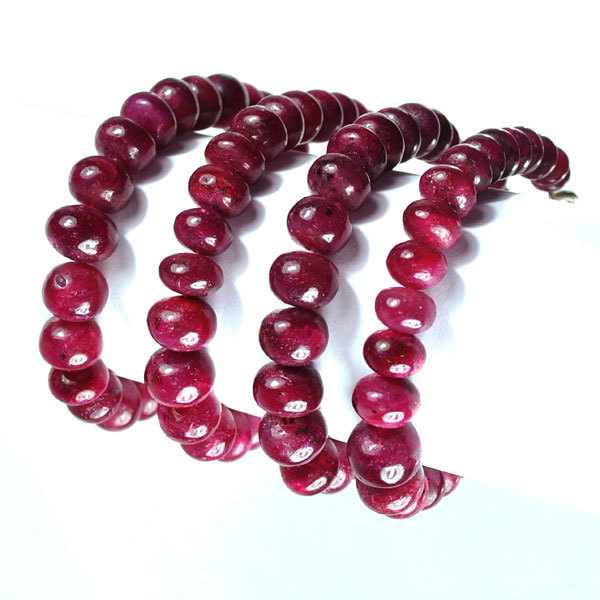 750 CT/4 Pieces Hand Made Natural Ruby Round Beaded Bracelet ~7.5" W