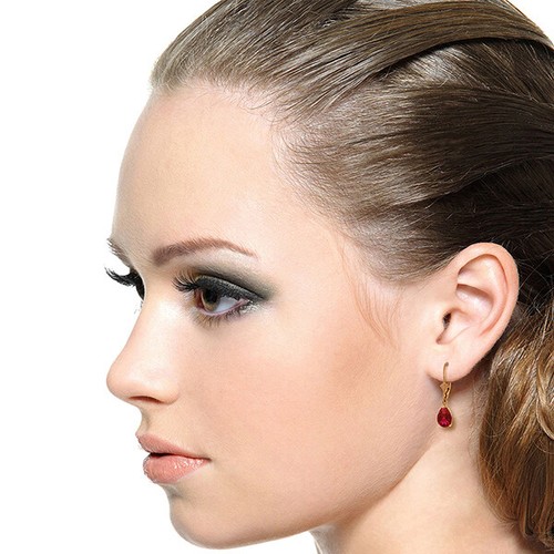 Pre-owned Galaxy Gold Products 3.5 Ctw 14k Solid Rose Gold Leverback Earrings Ruby In Red