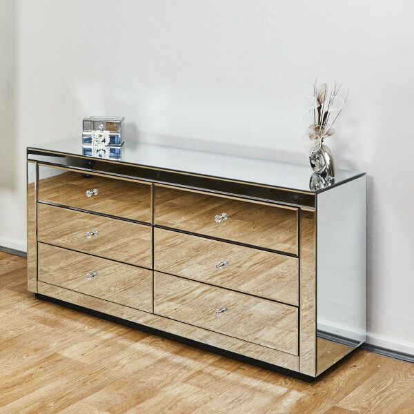 Venetian Mirrored Chest 6drawers Modern Bedroom Storage Lounge Furniture Cabinet