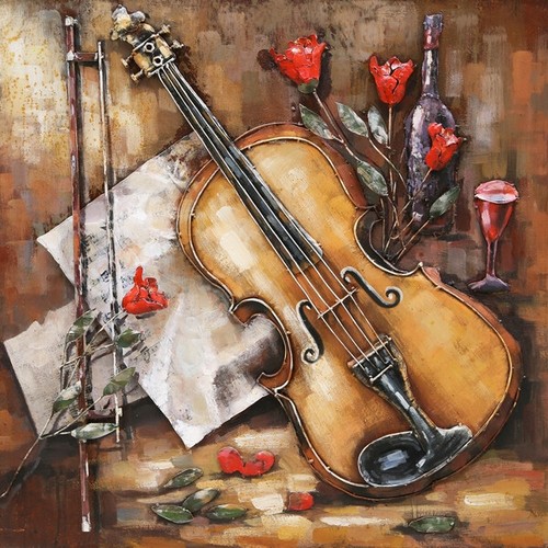 Guitar Painting Special Gift for a musician 3D Handmade Metal  Wall Art Work