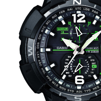Pre-owned Casio G-shock Gw-a1100-1a3jf Watch Sky Cockpit Aviation Solar Atomic Japan