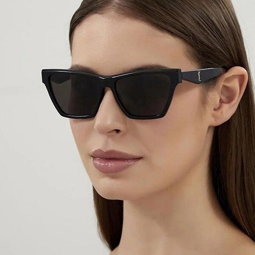 Pre-owned Saint Laurent Sl M103 002 Black Silver Dark Grey Sunglasses Cateye Authentic In Gray