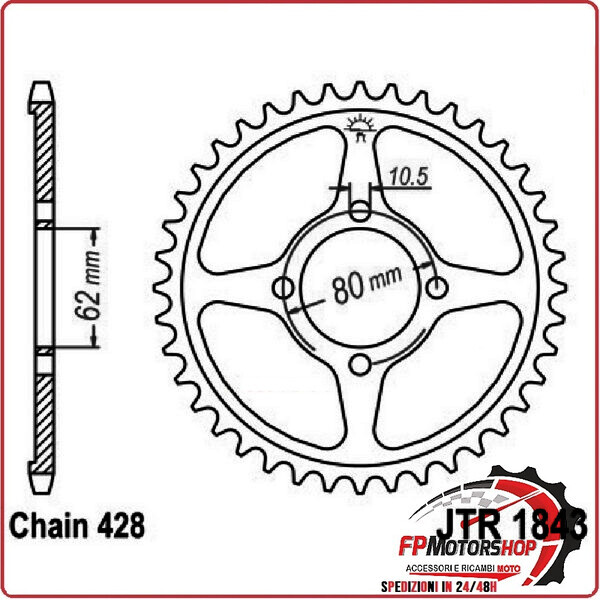 CORONA PER TRASMISSIONE MOTO JT 1843 Z54 JTR1843.54 54 DENTI ACCIAIO PASSO 428