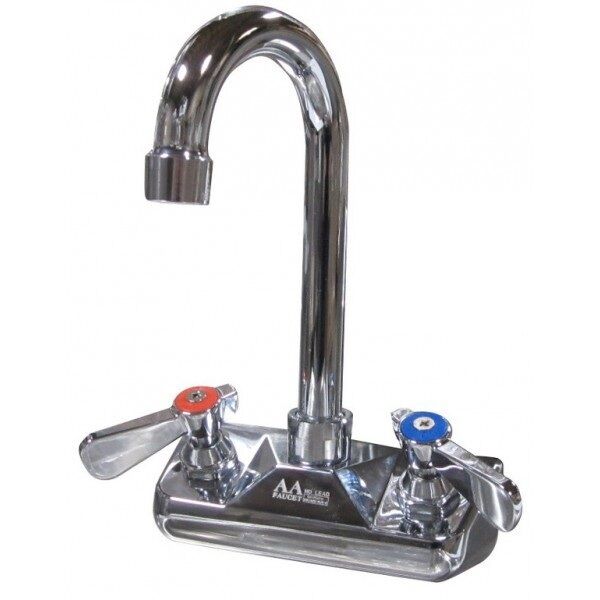 4" Wall Mount Faucet with 3-1/2" Gooseneck Spout NSF