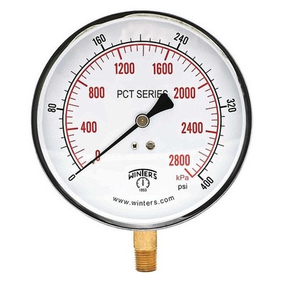 Industrial Pressure Gauge 0-400 PSI 4 1/2 Dial 1/4 NPT Bottom Stainless