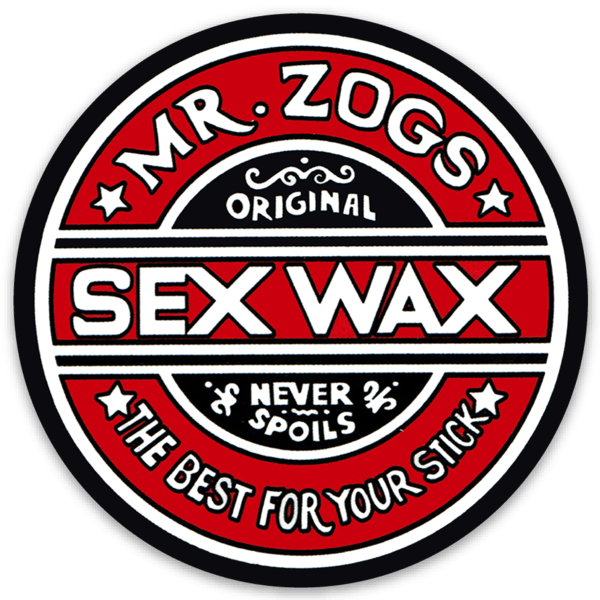 Mr Zog's Sex Wax  - Red Black & White w/ Black border Die Cut Round STICKER!