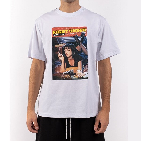 

GAVROCHE PARIS Мужские белые Cn Print Uma Thurman Pulp Fiction U865 Италия, Белый
