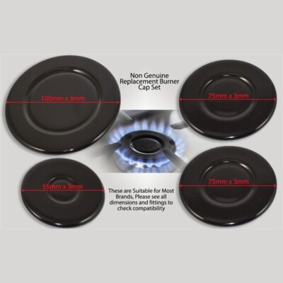 Cannon Cooker Hob Gas Burner Cap 4 Piece Set 55mm 75mm 100mm