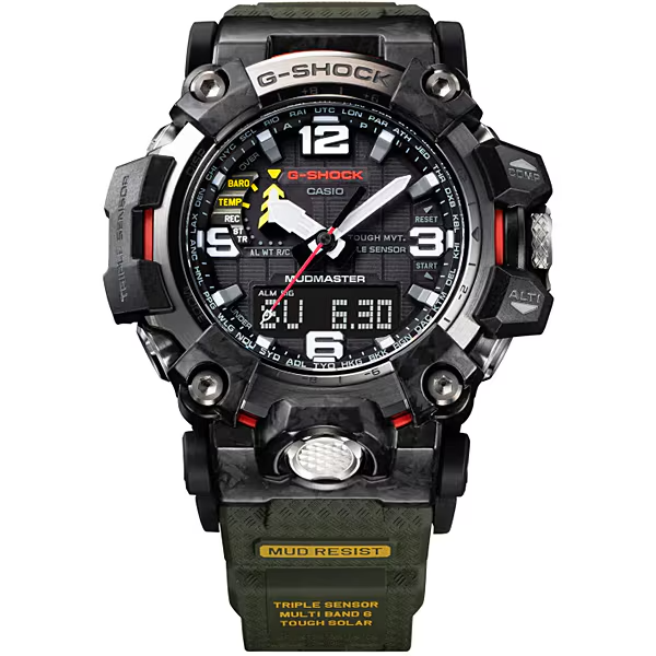 Pre-owned G-shock Casio Gwg-2000-1a3jf  Carbon Mudmaster Solar Triple Sensor From Jpn