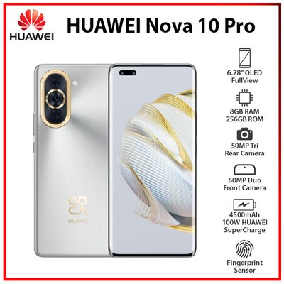 (New&Unlocked) Huawei Nova 10 Pro SILVER 8GB+256GB Dual SIM Android Cell Phone