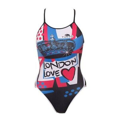 Turbo  Ladies London Love Swimsuit Sports Swimming Costume BNWT 