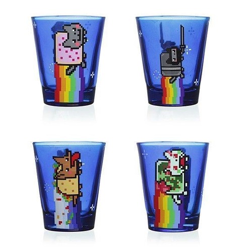NYAN CAT BLUE ART SHOT GLASS SET NINJA ZOMBIE FIESTA TACO NYAN CAT BLUE ART SHOT GLASS SET NINJA ZOMBIE FIESTA TACO