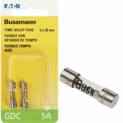 (20-2pk)-Bussmann 5A GDC Time Delay Glass Tube Electronic Fuse BP/GDC-5A